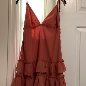Lulus Ruffled Backless Tie Back Dress Size L